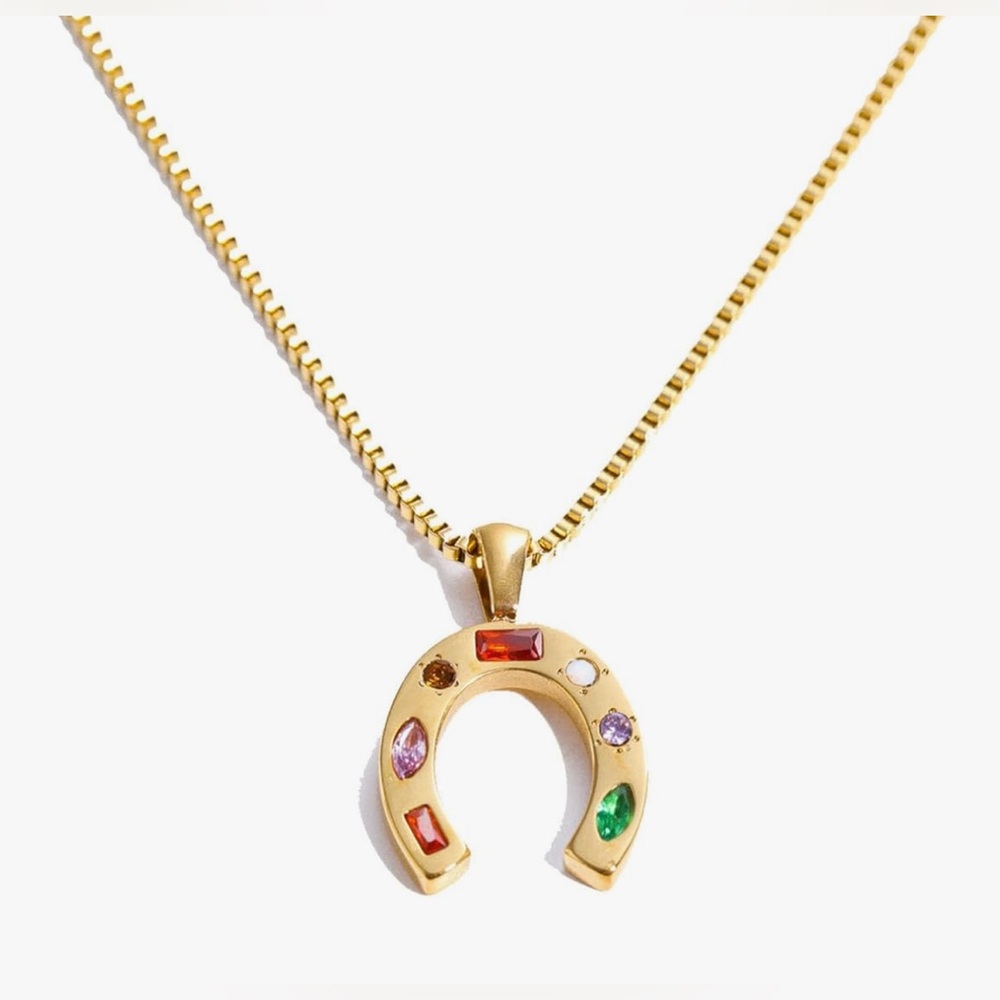 Gorgeous upscale Neiman Marcus 18KT vermeil Gemstone Horseshoe necklace